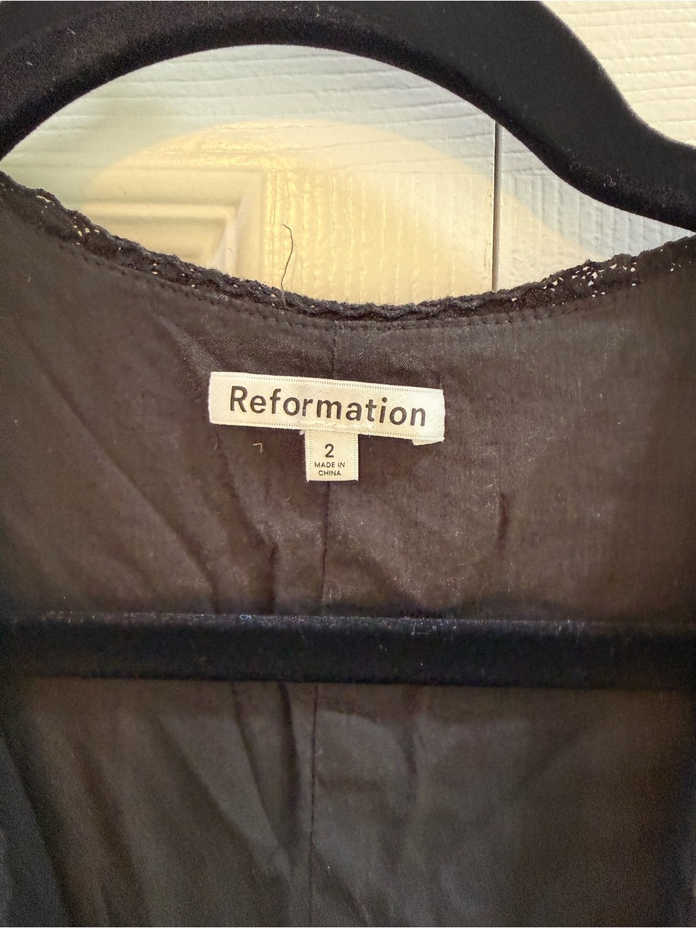 Reformation Black Meadowlark Lace-Trim V-Neck Blouse - Picture 5 of 5